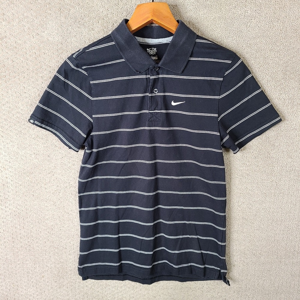 Nike Shirt Mens Small Black‎ Striped Polo Golf Rugby Short Sleeve Cotton